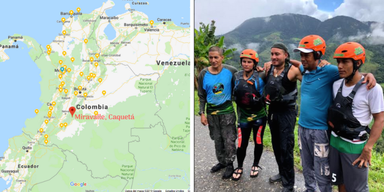 Integrantes del equipo de Rafting Colombia Expeditions Ex combatientes de la Farc